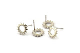 Silver Sun Earring, 6 Silver Tone Brass Sun Stud Earrings (10x1.2mm) N1216