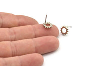 Silver Sun Earring, 6 Silver Tone Brass Sun Stud Earrings (10x1.2mm) N1216