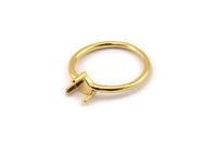 Gold Claw Ring, 4 Gold Plated Brass 3 Claw Ring Blanks For Stones N1956