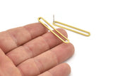 Brass Oval Earring, 10 Raw Brass Oval Stud Earrings (42x5.5x0.80mm) A5619 A2808