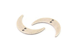 Silver Moon Charm, 12 Antique Silver Plated Brass Crescent Moon Charms With 2 Holes (22x5x0.80mm) M01190 H0841