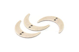 Silver Moon Charm, 12 Antique Silver Plated Brass Crescent Moon Charms With 2 Holes (22x5x0.80mm) M01190 H0841