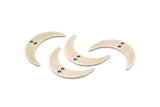 Silver Moon Charm, 12 Antique Silver Plated Brass Crescent Moon Charms With 2 Holes (22x5x0.80mm) M01190 H0841