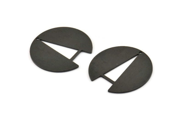Black Round Charm, 6 Textured Oxidized Black Brass Round Charms With 1 Hole, Earrings, Findings (25x24x0.80mm) D950 H0268