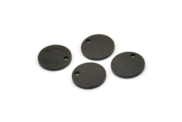 Black Cabochon Tag, 24 Textured Oxidized Black Brass Cabochon Tags With 1 Hole, Stamping Tags (10x1mm) D1377 H0907