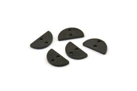 Black Semi Circle, 24 Oxidized Black Brass Half Moon Connector With 2 Holes, Charms, Pendants (10x5x1mm) D1382 H0883