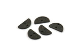 Black Semi Circle, 24 Oxidized Black Brass Half Moon Connector With 2 Holes, Charms, Pendants (10x5x1mm) D1382 H0883