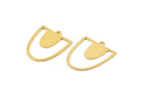Gold D Shaped Charm, 4 Gold Plated Brass D Shaped Charms With 1 Loop, Earrings, Findings (24x21x0.60mm) A4493