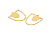 Gold D Shaped Charm, 4 Gold Plated Brass D Shaped Charms With 1 Loop, Earrings, Findings (24x21x0.60mm) A4493