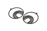 Siyah Yuvarlak Charm, 1 Döngülü 6 Oksitlenmiş Siyah Pirinç Gökkuşağı Desenli Yuvarlak Şekilli Charm, Bulgular (33x31x0,60 mm) A5172 H0933