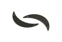 Black Moon Charm, 6 Oxidized Black Brass Crescent Moon Charms With 2 Holes (36x7x0.80mm) V105