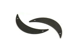 Black Moon Charm, 6 Oxidized Black Brass Crescent Moon Charms With 2 Holes (36x7x0.80mm) V105