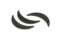 Black Moon Charm, 6 Oxidized Black Brass Crescent Moon Charms With 2 Holes (36x7x0.80mm) V105