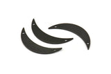 Black Moon Charm, 6 Oxidized Black Brass Crescent Moon Charms With 2 Holes (36x7x0.80mm) V105