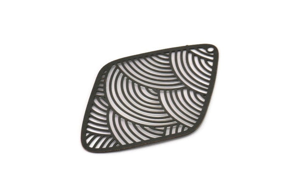 Black Diamond Earring, 2 Oxidized Black Brass Diamond Shape Earring Charms With 1 Hole, Pendants, Findings (46x33mm) E031
