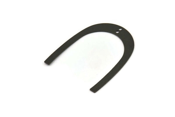 Black Geometric Charm, 4 Oxidized Black Brass U Shaped Pendants With 2 Holes, Charms, Findings (42x35x0.50mm) E590