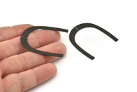 Black Geometric Charm, 4 Oxidized Black Brass U Shaped Pendants With 2 Holes, Charms, Findings (42x35x0.50mm) E590