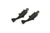 Black Koi Fish Charm, 4 Oxidized Black Brass Koi Fish Pendants, Jewelry Supplies, Findings (27x8mm) N0422