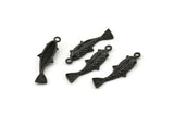 Black Koi Fish Charm, 4 Oxidized Black Brass Koi Fish Pendants, Jewelry Supplies, Findings (27x8mm) N0422