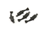 Black Koi Fish Charm, 4 Oxidized Black Brass Koi Fish Pendants, Jewelry Supplies, Findings (27x8mm) N0422