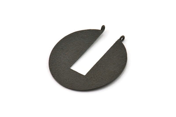 Black Geometric Pendant, Oxidized Black Brass Geometric Pendants With 2 Loops, Findings (38x36x0.80mm) N0927