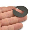 Black Geometric Pendant, Oxidized Black Brass Geometric Pendants With 2 Loops, Findings (38x36x0.80mm) N0927