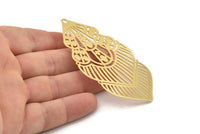 Gold Earring Charm, Gold Plated Brass Ethnic Motif Earring Charms With 5 Holes Pendants, Findings (80x44mm) E524
