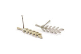 Silver Leaf Earring, 6 Silver Tone Brass Branch Stud Earrings, Findings (20x5x0.80mm) D1154 A1224 Q0976