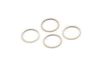 Gümüş Daire Yüzükler, 25 Dokulu Antik Gümüş Kaplama Pirinç Daire Bağlantı Parçası (12 mm) A0583