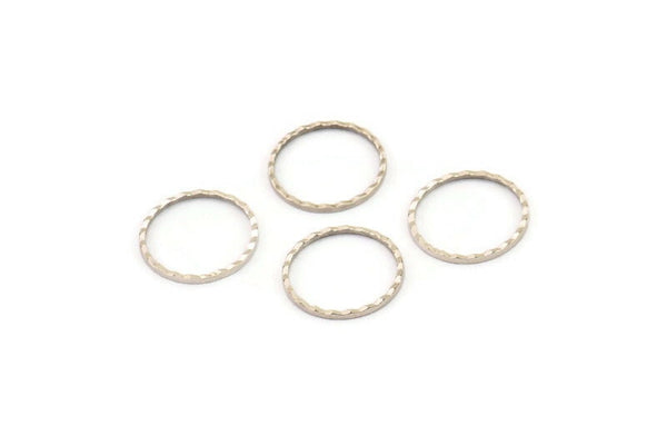 Gümüş Daire Yüzükler, 25 Dokulu Antik Gümüş Kaplama Pirinç Daire Bağlantı Parçası (12 mm) A0583