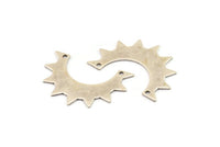 Silver Sun Pendant, 4 Antique Silver Plated Brass Sun Charms With 2 Holes, Earrings, Findings (35x24x12x0.80mm) B0276