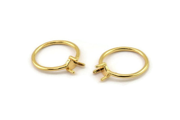 Gold Claw Ring, 4 Gold Plated Brass 3 Claw Ring Blanks For Stones, Adjustable Rings N1956