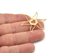 Brass Flower Charm, Raw Brass Flower Charms With 1 Loop, Heart Charms(42x35x0.80mm) SMP1494
