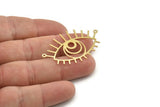 Brass Eye Charm, Raw Brass Eye Shaped Charms With 2 Loops, Earring Charms (44x27x0.60mm) SMP1486