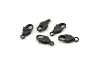 Black Parrot Clasp, 6 Oxidized Black Brass Swivel Lobster Claw Clasps (15x6mm) Bs-1222--n0594
