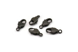 Black Parrot Clasp, 6 Oxidized Black Brass Swivel Lobster Claw Clasps (15x6mm) Bs-1222--n0594