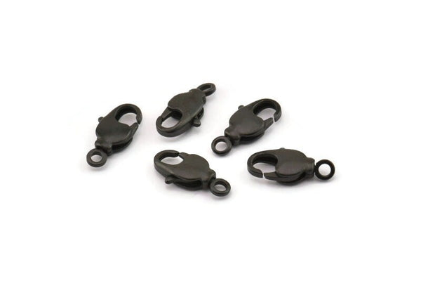Black Parrot Clasp, 6 Oxidized Black Brass Swivel Lobster Claw Clasps (15x6mm) Bs-1222--n0594