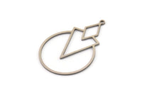 Çelik Yuvarlak Charm, 1 Döngülü Paslanmaz Çelik Üçgen Charmlar, Geometrik Charm (36x25x0,80 mm) SMP1501