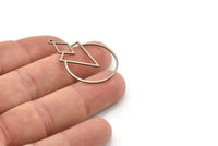 Çelik Yuvarlak Charm, 1 Döngülü Paslanmaz Çelik Üçgen Charmlar, Geometrik Charm (36x25x0,80 mm) SMP1501