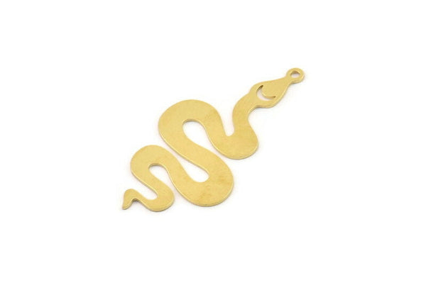 Brass Snake Charm, Raw Brass Snake Charms With 1 Loop, Pendants, Findings (40x18x0.60mm) SMP1487
