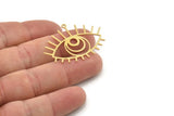 Brass Eye Charm, Raw Brass Eye Shaped Charms With 1 Loop, Earring Charms (40x30x0.60mm) SMP1482