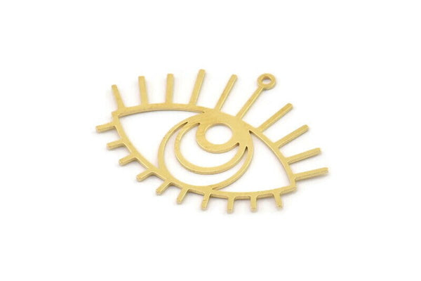 Brass Eye Charm, Raw Brass Eye Shaped Charms With 1 Loop, Earring Charms (40x30x0.60mm) SMP1482