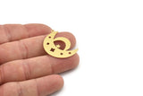Brass Moon Charm, Raw Brass Crescent Moon Charms With 1 Loop, Brass Star Charms (32x22x0.60mm) SMP1493