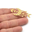 Brass Moon Charm, Raw Brass Crescent Moon Charms With 1 Loop, Brass Star Charms (50x22x0.80mm) SMP1503