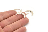 Silver Moon Charm, 12 Antique Silver Plated Brass Crescent Moon Charms With 2 Holes (22x5x0.80mm) M01190 H0841