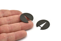 Black Round Charm, 6 Textured Oxidized Black Brass Round Charms With 1 Hole, Earrings, Findings (25x24x0.80mm) D950 H0268