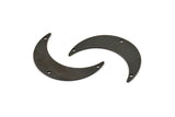 Black Moon Charm, 4 Oxidized Black Brass Crescent Moon Charms With 3 Holes, Connectors (35x9x0.80mm) M389