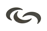Black Moon Charm, 4 Oxidized Black Brass Crescent Moon Charms With 3 Holes, Connectors (35x9x0.80mm) M389