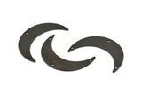 Black Moon Charm, 4 Oxidized Black Brass Crescent Moon Charms With 3 Holes, Connectors (35x9x0.80mm) M389