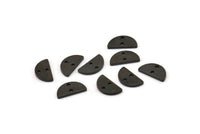 Black Semi Circle, 24 Oxidized Black Brass Half Moon Connector With 2 Holes, Charms, Pendants (10x5x1mm) D1382 H0883